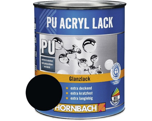 HORNBACH Buntlack PU Acryllack glänzend RAL 9005 tiefschwarz 750 ml-0