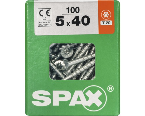 Spax Universalschraube T-STAR plus Senkkopf TX Teilgewinde 5x40 mm WIROX 100 Stück Spax Schrauben 5x40, 100 Stück in Verpackung
