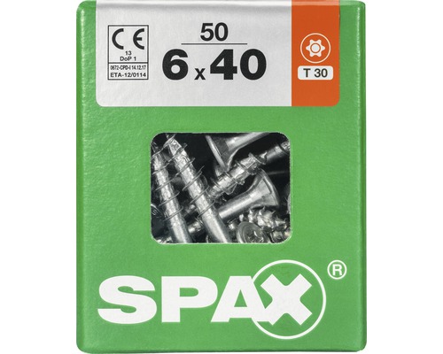 Spax Universalschraube T-STAR plus Senkkopf TX Teilgewinde 6x40 mm WIROX 50 Stück Schrauben 6 x 40 Millimeter, 50 Stück, Marke Spax