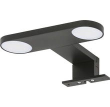 Schwarze LED Wandleuchte mit zwei Lichtquellen.