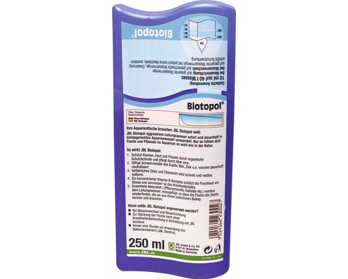 JBL Biotopol Wasseraufbereiter 250 ml Flasche zur Umwandlung von Leitungswasser in Aquarienwasser