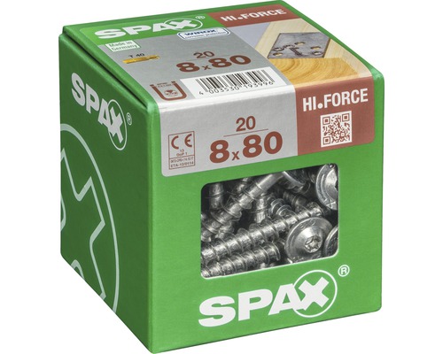 Spax Hi-Force Schrauben, 8x80 mm, 20 Stück, Verpackungsansicht