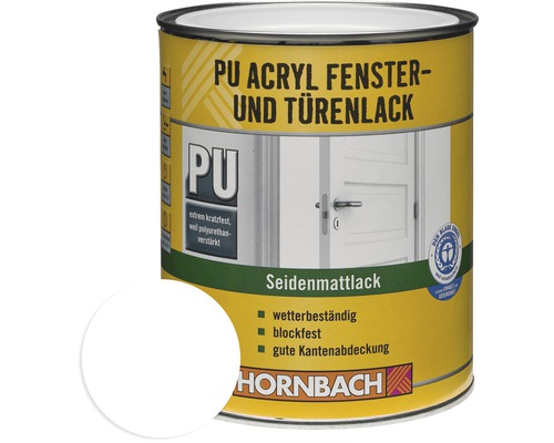 HORNBACH PU Acryllack Fensterlack-Türenlack seidenmatt weiß 2 l-0