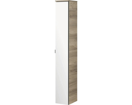 Hochschrank FACKELMANN Luxor Steinesche 20x140 cm 79880 Badezimmerschrank mit Tür und Holzdekor