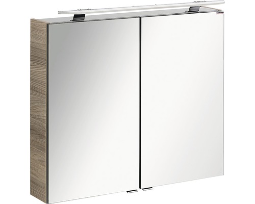 Spiegelschrank FACKELMANN Luxor 2 türig Steinesche 80x72,5x16 cm LED Spiegelschrank mit zwei Spiegeltüren und Beleuchtung
