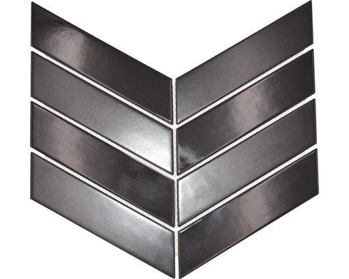 Keramikmosaik Chevron mix black 22,4x31,8 cm Pfeilförmige Fliesen für Wandverkleidung