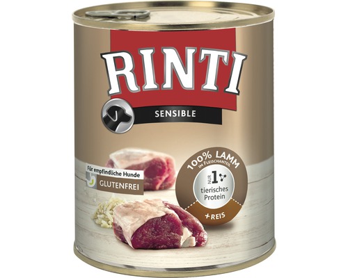 Rinti Sensible Hundefutter mit Lamm und Reis im Konservendose