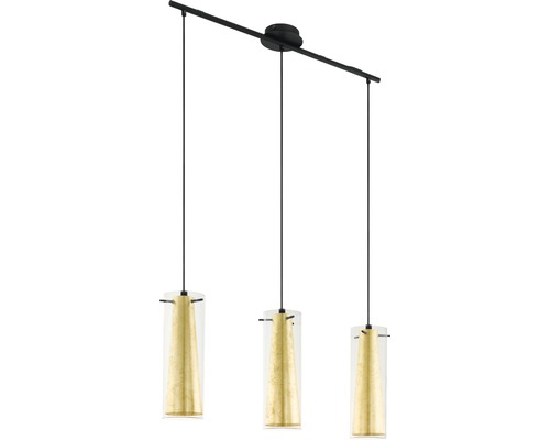 Pendelleuchte mit drei Lampen aus Glas und Metall
