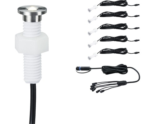 Plug & Shine Einbauspot Ergänzungsset IP67 5x0,22W 3 lm 3000 K warmweiß Ø 15/10 mm MicroPen II silber 230/24V 5 Stück-0