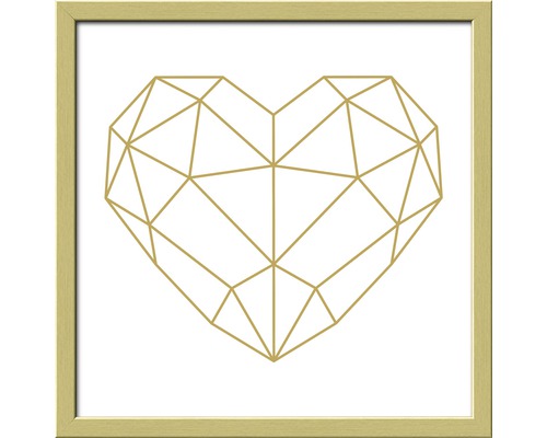 Gerahmtes Bild Golden Polygon Heart 33x33 cm