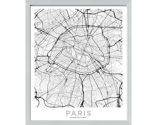 Gerahmtes Bild Paris Citymap 55x65 cm