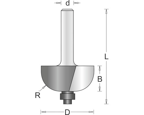 Abbildung eines Nutfräsers mit Maßen