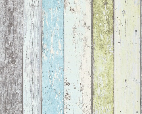 Vliestapete 8550-77 Best of Wood'n Stone Bretterzaun blau/grün Tapete mit Holzplanken-Design