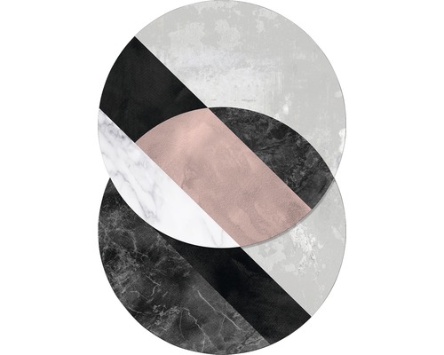 Zwei runde abstrakte Dekorationselemente mit Marmor-, Stein- und Streifenmustern