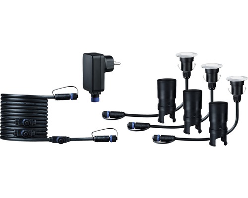 Gartenleuchten Set mit Trafo, Kabel und Bodeneinbaustrahler