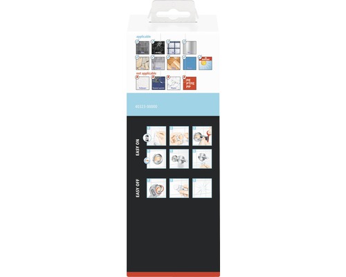 Anwendungshinweise und Montageanleitung auf der Verpackung.