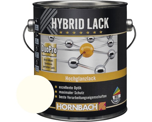 HORNBACH Buntlack Hybridlack Möbellack glänzend RAL 9010 reinweiß 2 l Dose Hybridlack Hochglanz der Marke Hornbach