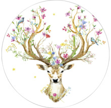 Dekorative Illustration eines Hirsches mit floralem Geweih