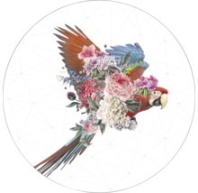 Dekorationselement mit Papagei und Blumenmuster