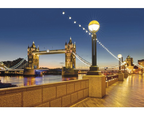 Fototapete Papier 8-927 London Tower Bridge 8-tlg.368 x 254 cm Illuminierte Tower Bridge in London am Abend