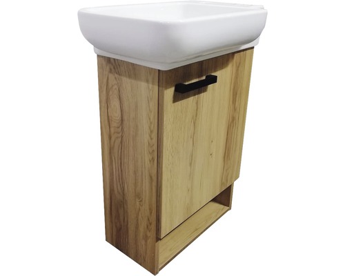 Waschtischunterschrank mit Waschbecken und einem Schrankfach aus Holz