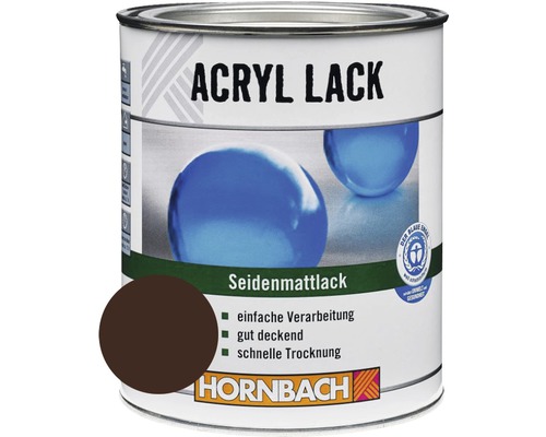 HORNBACH Buntlack Acryllack seidenmatt schokobraun 750 ml Acryllack Dose seidenmatt mit Farbbeispiel und Blauer Engel Siegel