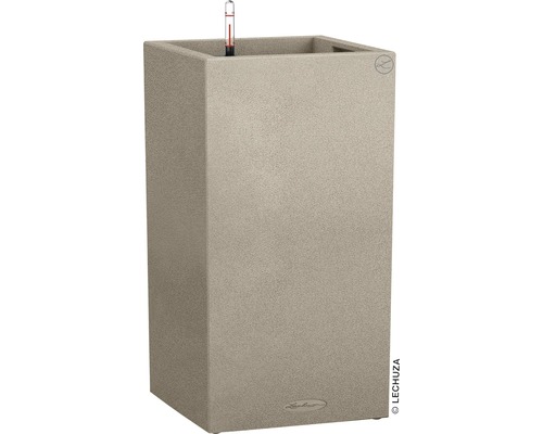 Pflanzvase Lechuza Canto Stone 40 x 40 x H 76 cm beige inkl. Erdbewässerungsystem Pflanzeinsatz Substrat Wasserstandsanzeiger-0