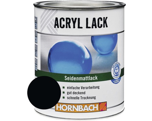 HORNBACH Buntlack Acryllack seidenmatt tiefschwarz 125 ml