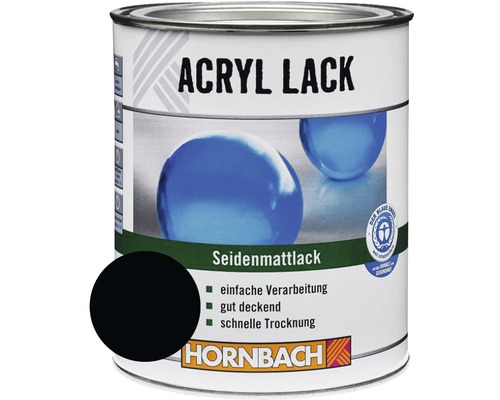 HORNBACH Buntlack Acryllack seidenmatt tiefschwarz 750 ml