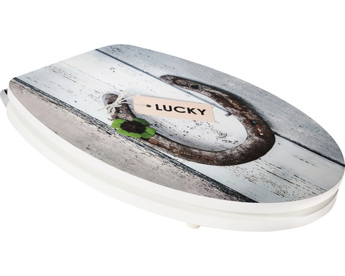 Toilettendeckel mit Glücksbringer-Motiv