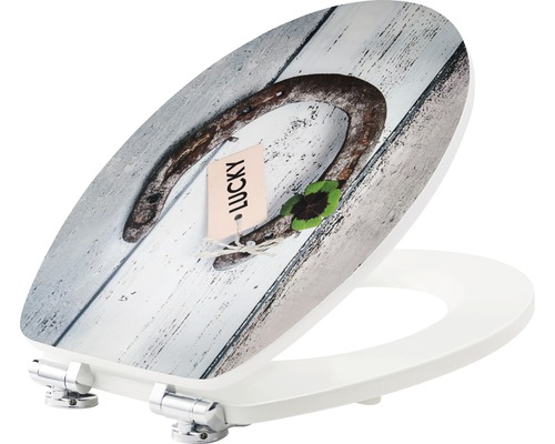 Toilettensitz mit Hufeisen und Glücksklee Motiv