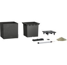 Pflanzkübel Lechuza Canto Stone 40 x 40 x H 40 cm schwarz inkl. Erdbewässerungsystem Pflanzeinsatz Substrat Wasserstandsanzeiger