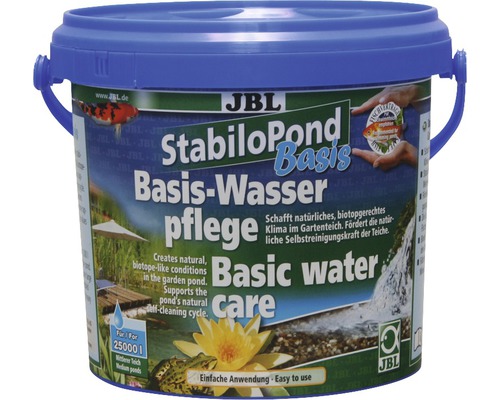JBL StabiloPond Basis Wasserpflege für Gartenteiche in einem blauen Eimer