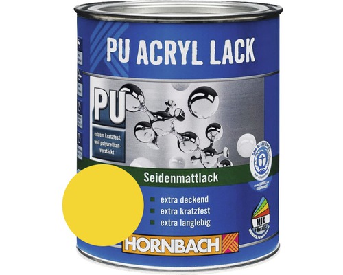 HORNBACH Buntlack PU Acryllack seidenmatt RAL 1021 rapsgelb 750 ml