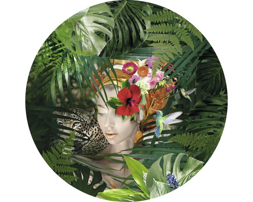 Glasbild rund Jungle Girl Face Ø 30 cm GLR069
