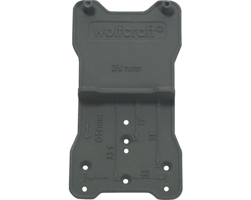 Wolfcraft Logo Bohrlochschablone für Beschläge mit Maßangaben