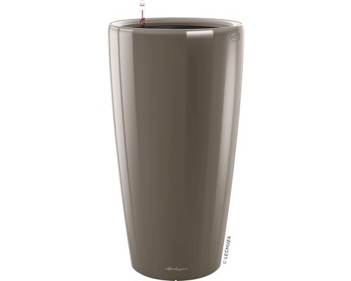 Pflanzvase Lechuza Rondo Ø 40 cm H 75 cm taupe inkl. Erdbewässerungsystem Pflanzeinsatz Substrat Wasserstandsanzeiger