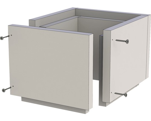Furado F Schachtelement 250mm lose/verschraubt I19x19cm A29x29cm Montierter Unterschrank mit Schrauben