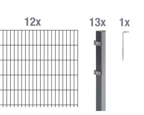 Doppelstabmatten-Set ALBERTS 6/5/6 2400 x 120 cm anthrazit