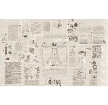Wandbild mit Skizzen und dem Vitruvianischen Menschen von Leonardo da Vinci