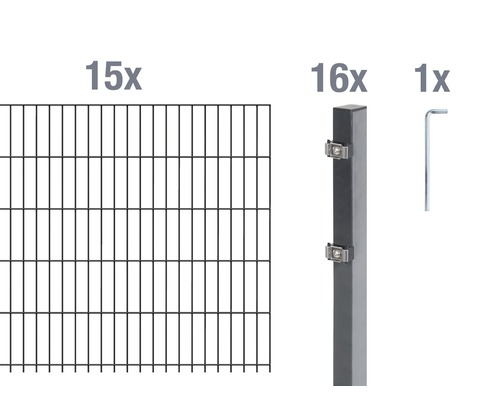 Doppelstabmatten-Set ALBERTS Typ 6/5/6 3000 x 120 cm anthrazit