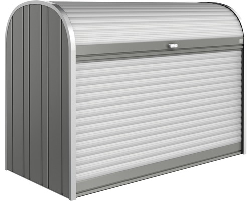 Mülltonnenbox Biohort StoreMax 190, 190x97x136 cm silber-quarzgrau Rollladenschrank mit Rolltor für den Außenbereich