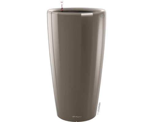 Pflanzvase Lechuza Rondo Ø 32 cm H 56 cm taupe inkl. Erdbewässerungsystem Pflanzeinsatz Substrat Wasserstandsanzeiger