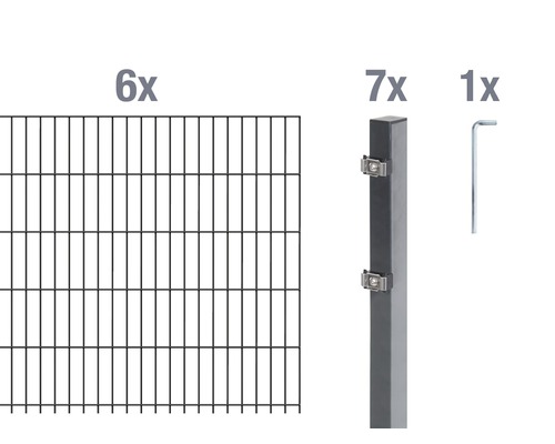 Doppelstabmatten-Set ALBERTS 6/5/6 1200 x 120 cm anthrazit Doppelstabmatten-Set ALBERTS 6/5/6 1200 x 120 cm anthrazit