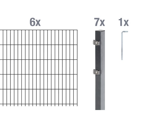 Doppelstabmatten-Set ALBERTS Typ 6/5/6 1200 x 120 cm anthrazit