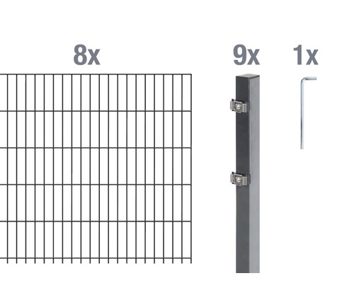 Doppelstabmatten-Set ALBERTS Typ 6/5/6 1600 x 120 cm anthrazit