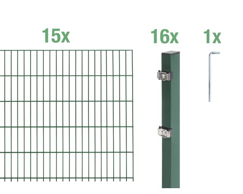 Doppelstabmatten-Set ALBERTS 6/5/6 3000 x 100 cm grün