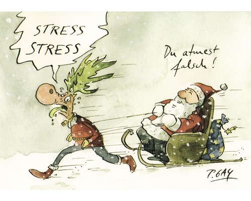 Weihnachtspostkarte Stress Stress 14,8x10,5 cm