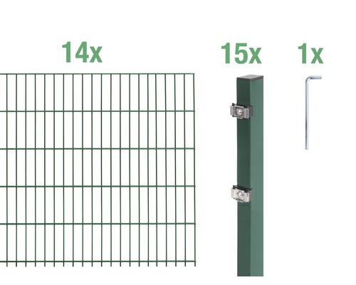 Doppelstabmatten-Set ALBERTS Typ 6/5/6 2800 x 100 cm grün Zaun Komplettset mit Doppelstabmatten, Zaunpfosten und Zubehör