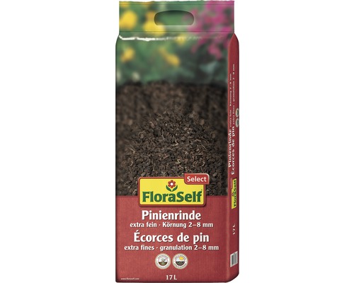 FloraSelf Pinienrinde, extra fein, Körnung 2-8 mm, 17 Liter Sack